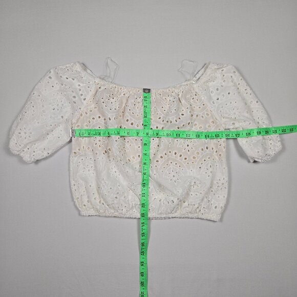 Windsor White Eyelet Off Shoulder Crop Top M Cottagecore Boho Summer‎ Blouse - Picture 4 of 7